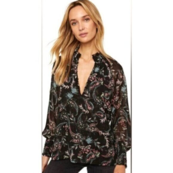 Misa Los Angeles Black Floral Blouse - Picture 2 of 12